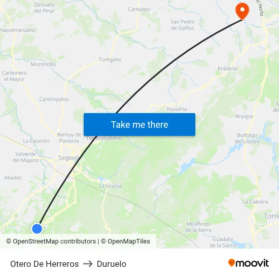 Otero De Herreros to Duruelo map