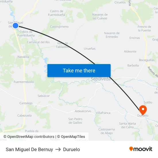 San Miguel De Bernuy to Duruelo map