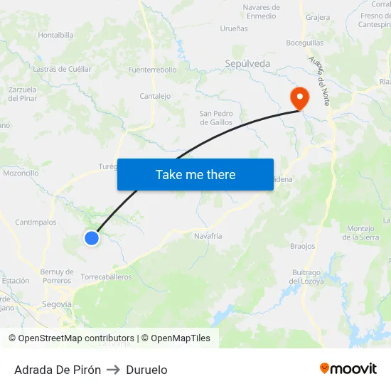 Adrada De Pirón to Duruelo map