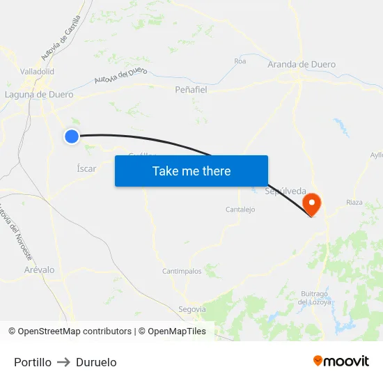 Portillo to Duruelo map