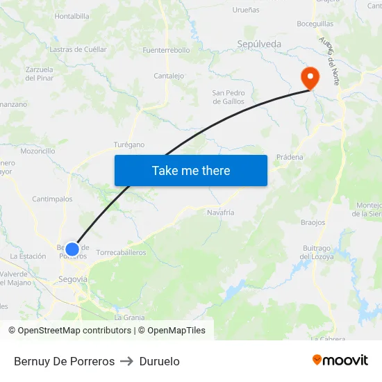 Bernuy De Porreros to Duruelo map