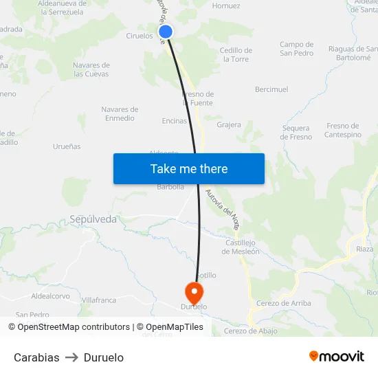 Carabias to Duruelo map