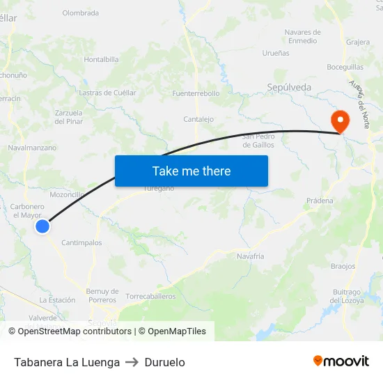 Tabanera La Luenga to Duruelo map