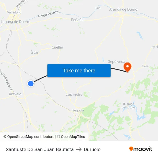 Santiuste De San Juan Bautista to Duruelo map