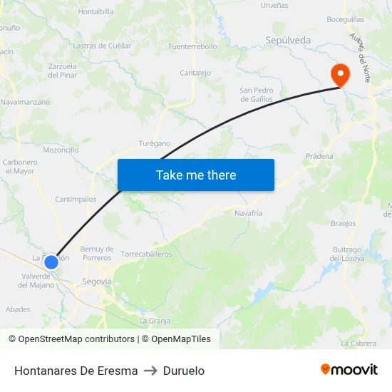 Hontanares De Eresma to Duruelo map