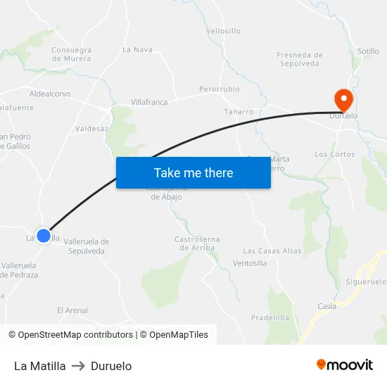 La Matilla to Duruelo map