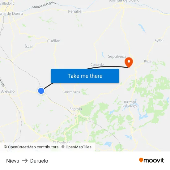 Nieva to Duruelo map
