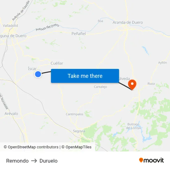Remondo to Duruelo map