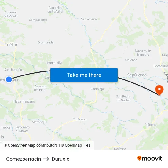 Gomezserracín to Duruelo map