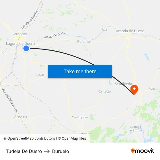 Tudela De Duero to Duruelo map