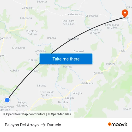 Pelayos Del Arroyo to Duruelo map