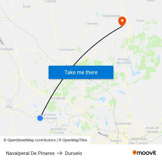 Navalperal De Pinares to Duruelo map