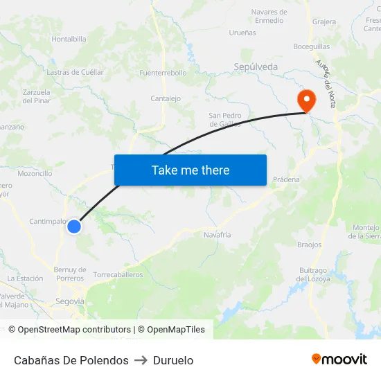 Cabañas De Polendos to Duruelo map