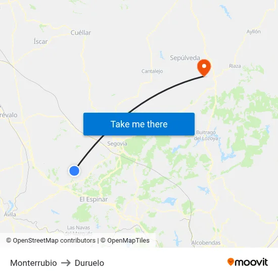 Monterrubio to Duruelo map