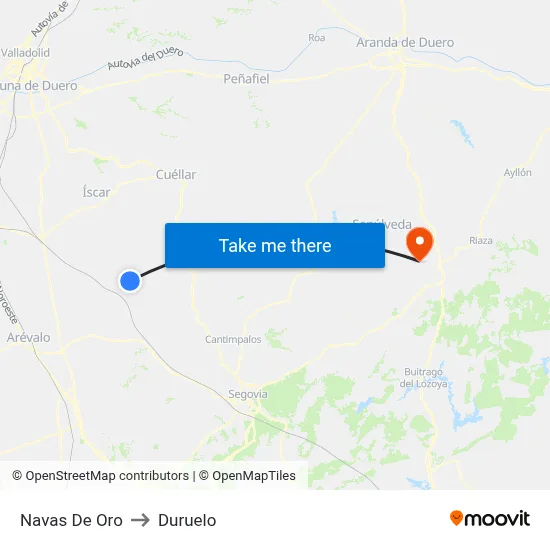 Navas De Oro to Duruelo map