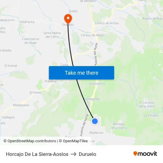 Horcajo De La Sierra-Aoslos to Duruelo map