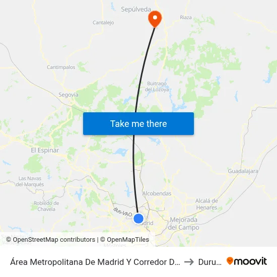 Área Metropolitana De Madrid Y Corredor Del Henares to Duruelo map