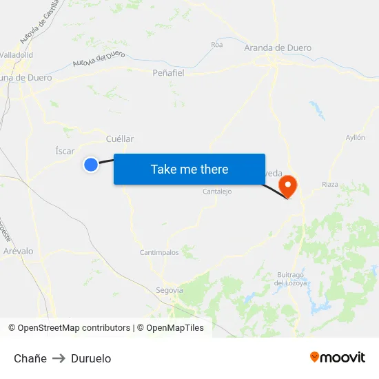 Chañe to Duruelo map
