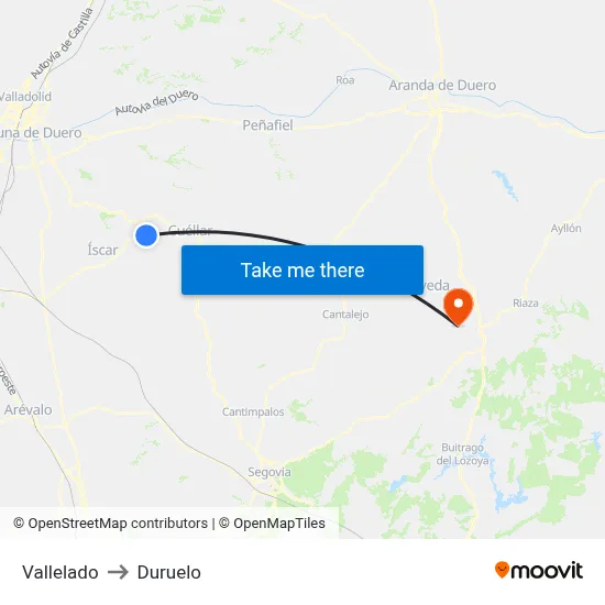 Vallelado to Duruelo map