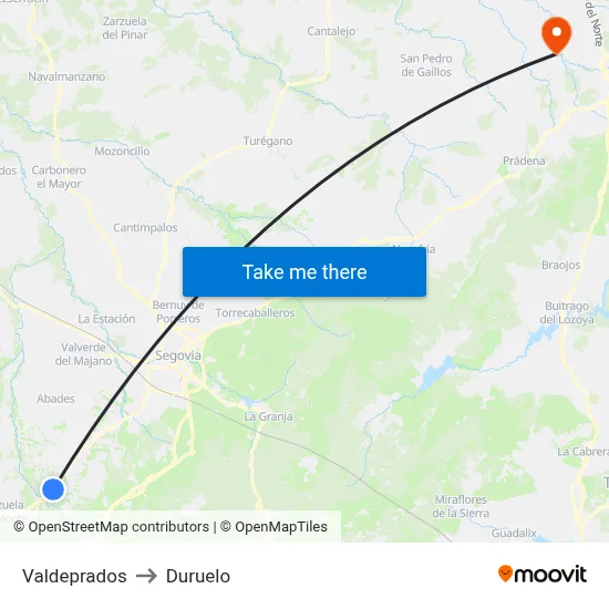 Valdeprados to Duruelo map