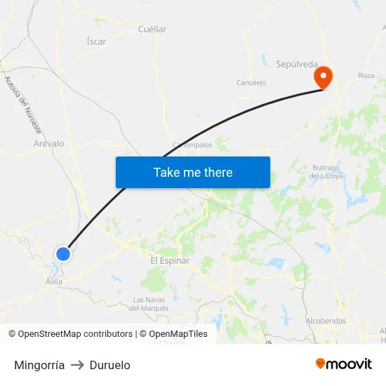 Mingorría to Duruelo map