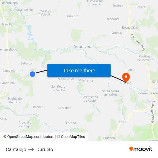 Cantalejo to Duruelo map