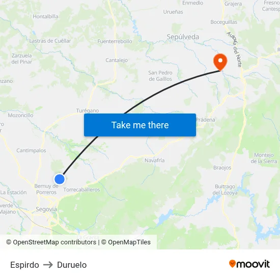 Espirdo to Duruelo map