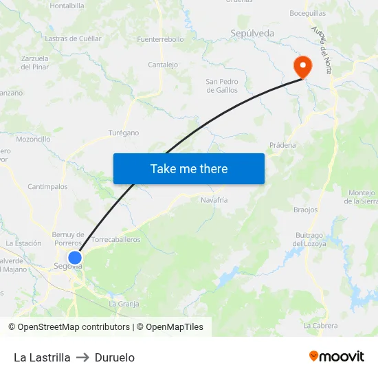 La Lastrilla to Duruelo map