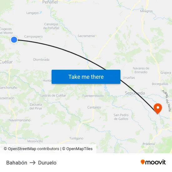 Bahabón to Duruelo map