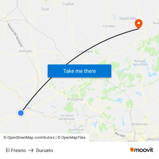 El Fresno to Duruelo map