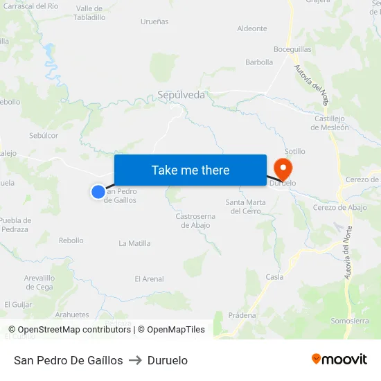 San Pedro De Gaíllos to Duruelo map