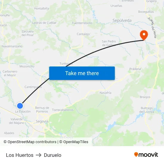Los Huertos to Duruelo map