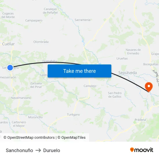 Sanchonuño to Duruelo map