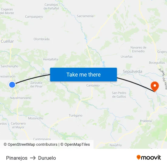 Pinarejos to Duruelo map