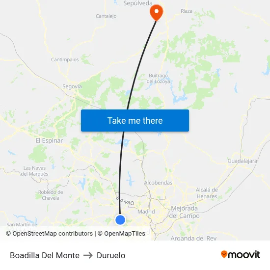 Boadilla Del Monte to Duruelo map