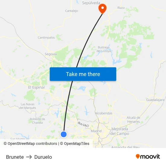 Brunete to Duruelo map