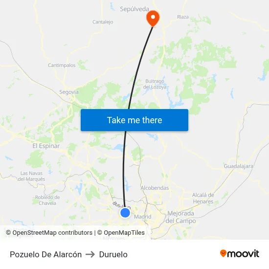 Pozuelo De Alarcón to Duruelo map