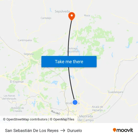 San Sebastián De Los Reyes to Duruelo map