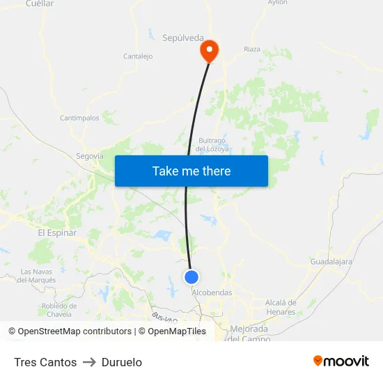 Tres Cantos to Duruelo map