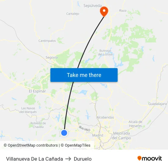 Villanueva De La Cañada to Duruelo map