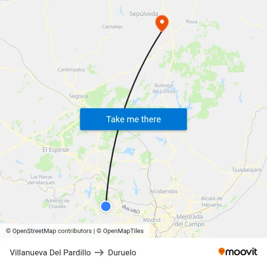 Villanueva Del Pardillo to Duruelo map