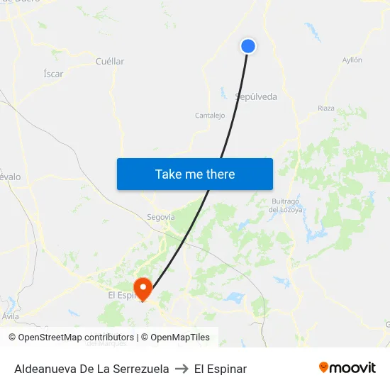 Aldeanueva De La Serrezuela to El Espinar map