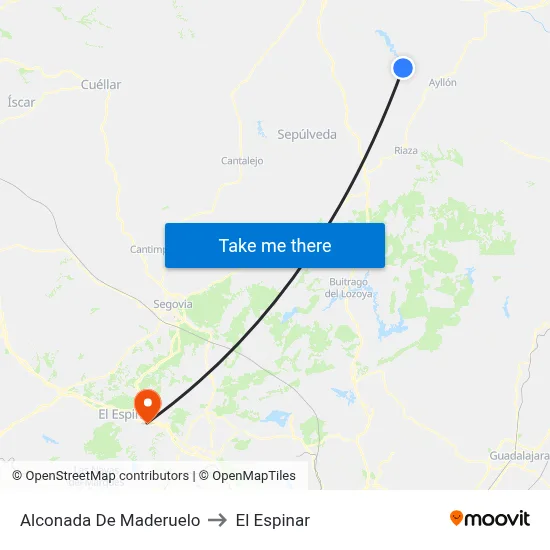 Alconada De Maderuelo to El Espinar map