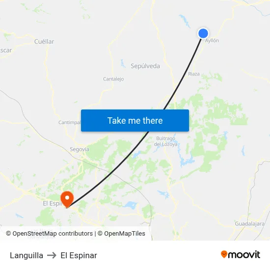 Languilla to El Espinar map