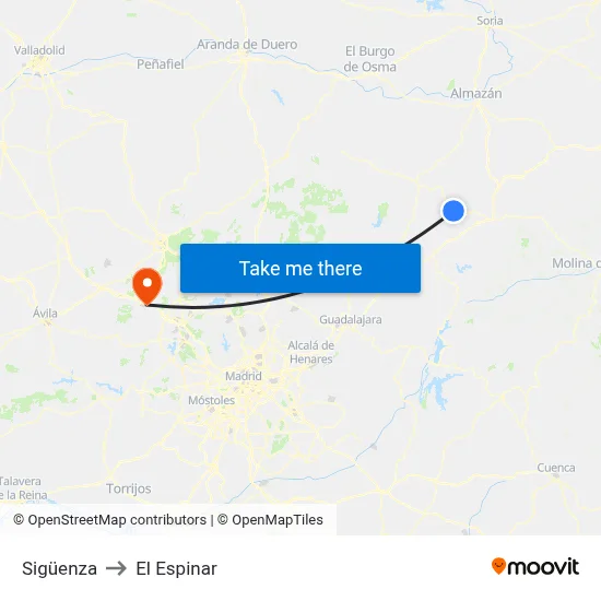 Sigüenza to El Espinar map