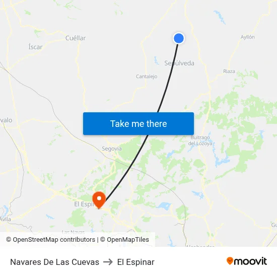 Navares De Las Cuevas to El Espinar map