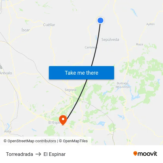 Torreadrada to El Espinar map