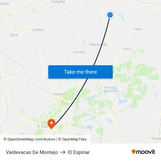 Valdevacas De Montejo to El Espinar map