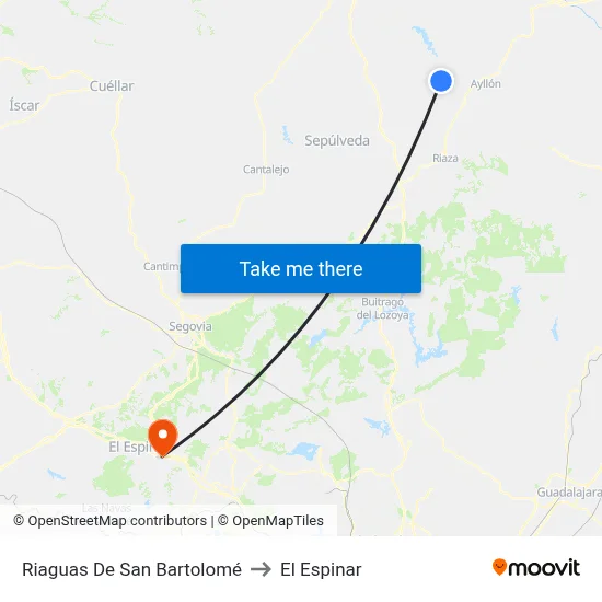 Riaguas De San Bartolomé to El Espinar map