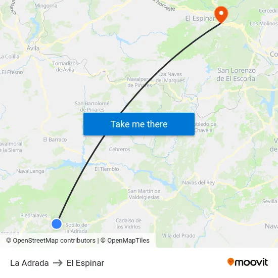 La Adrada to El Espinar map